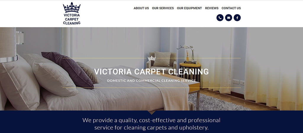 Victoria Carpet Cleaning website - project Cordego Agency
